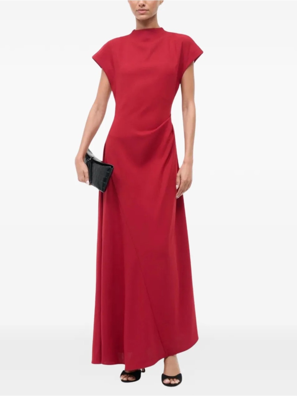 STAUD Zaya Draped Maxi Dress Red Size 0 NWT Designer Gown - Picture 7 of 14
